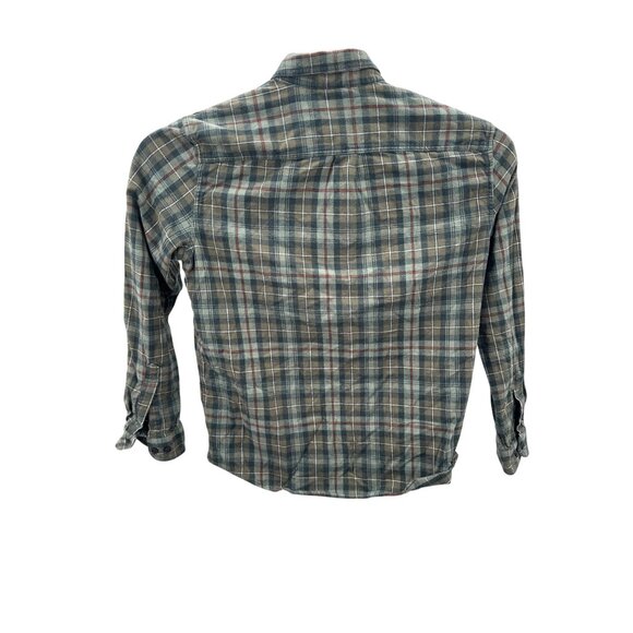 L.L. Bean Button Down Flannel Shirt Size Medium Men's Green‎ Plaid Long Sleeve - Picture 3 of 4